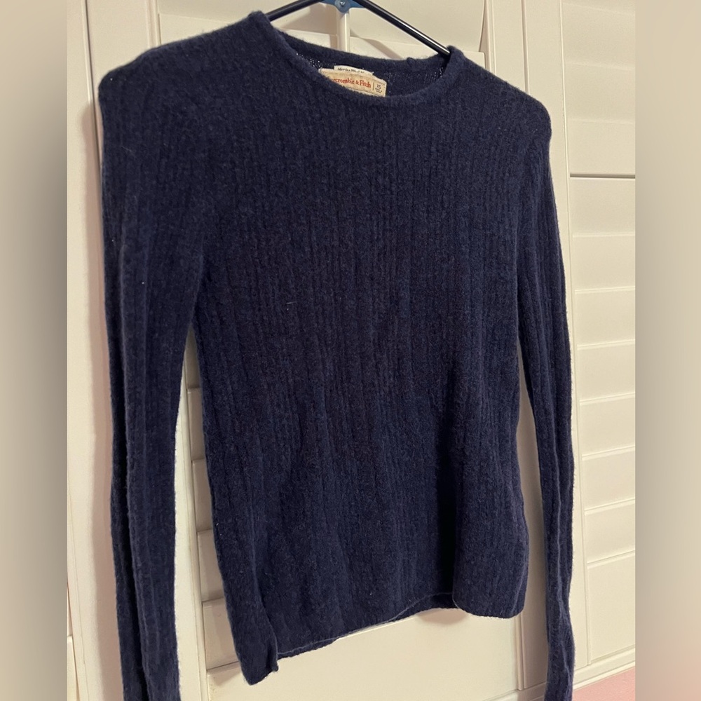Abercrombie & fitch navy blue merino wool blend sweater can